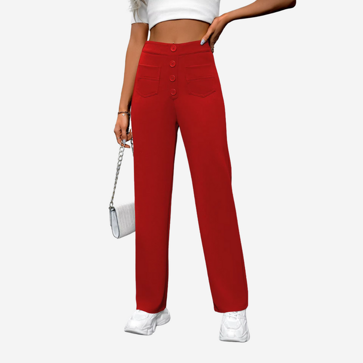 New women's high-waisted straight-leg dress pants, combining comfort, elegance, and workwear versatility.