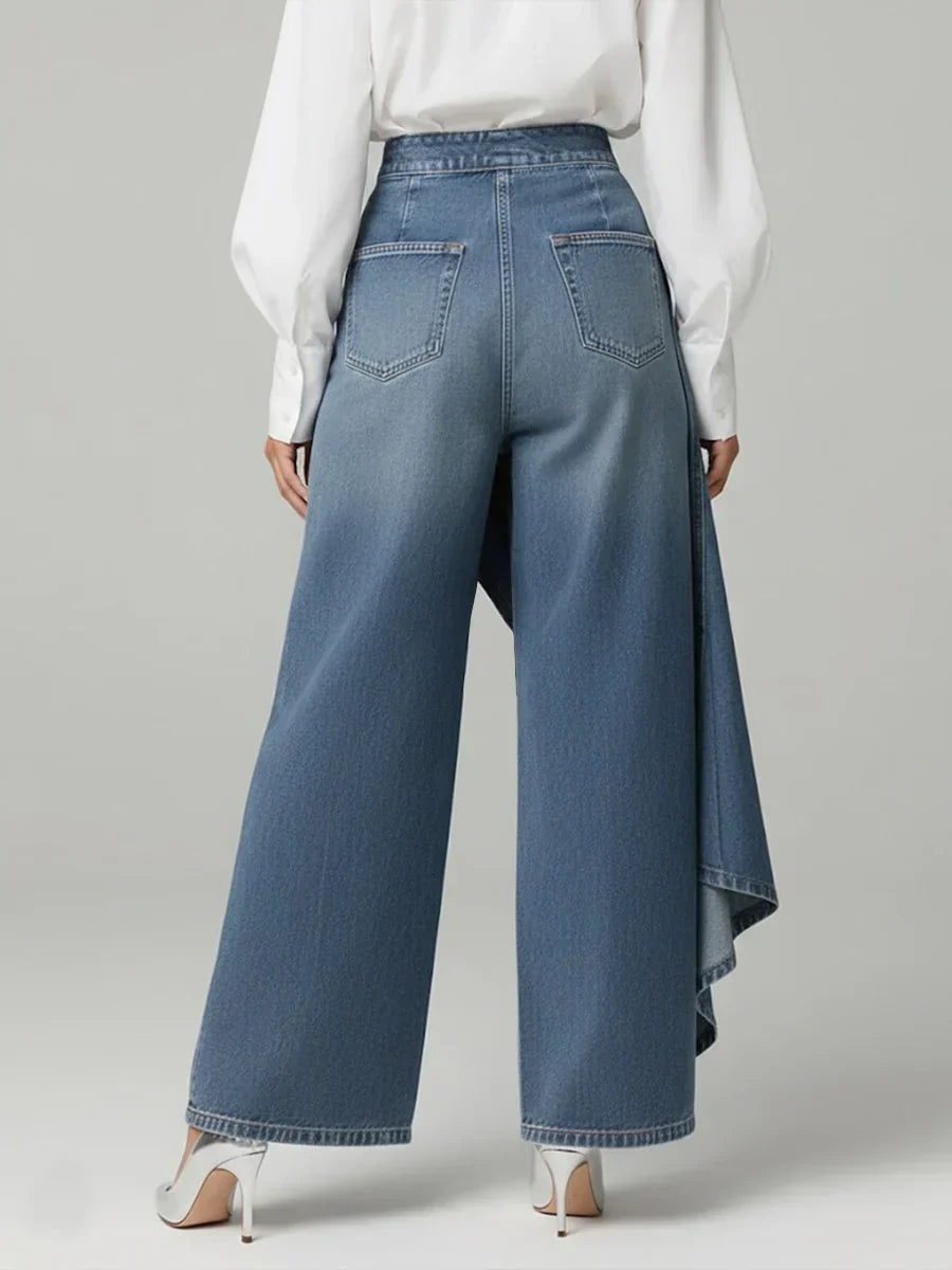 Stylish black high-waisted wide-leg trousers for women, offering a comfortable relaxed fit for any occasion.