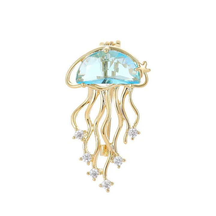 Stylish crystal jellyfish brooch, an elegant fashion accessory to enhance any women's outfit.