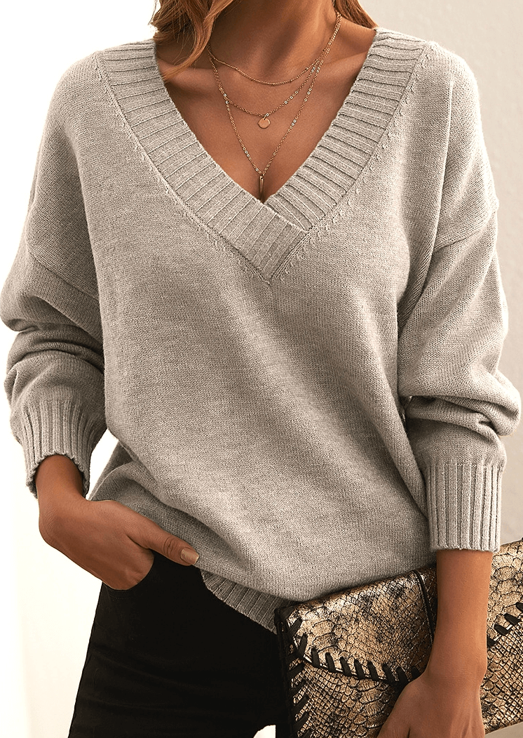 Comfortable long sleeve women's knit sweater. Elegant & versatile classic style for fall & winter.