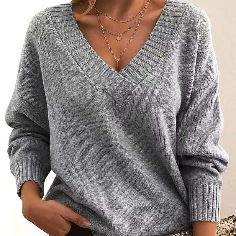 Versatile women's elegant knit sweater, comfortable & stylish for fall/winter fashion. Classic long sleeve.