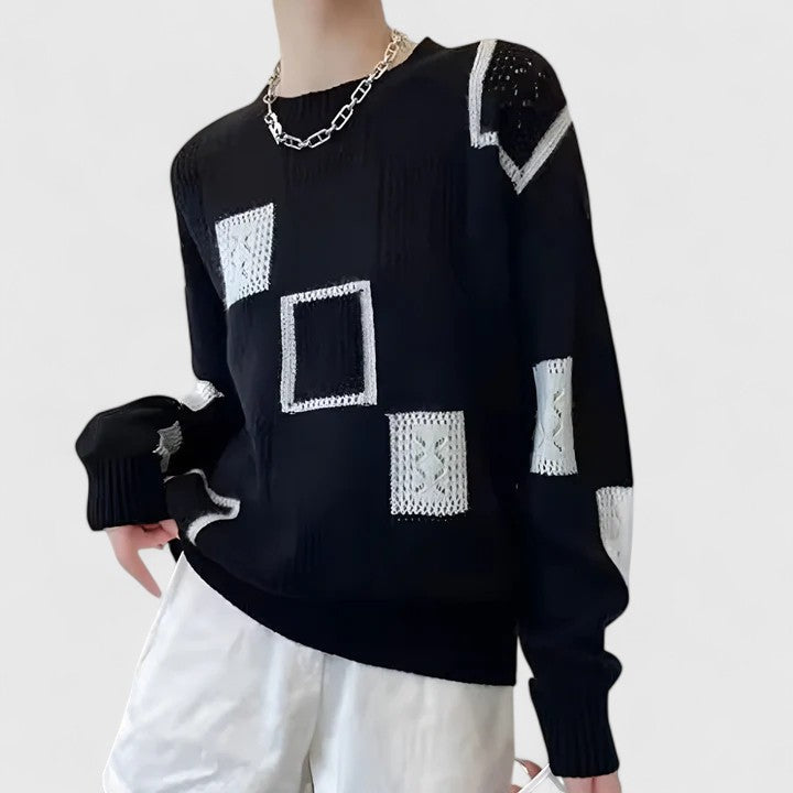 Women's everyday style knitted sweater. Soft, comfortable long sleeve top with an elegant openwork texture.