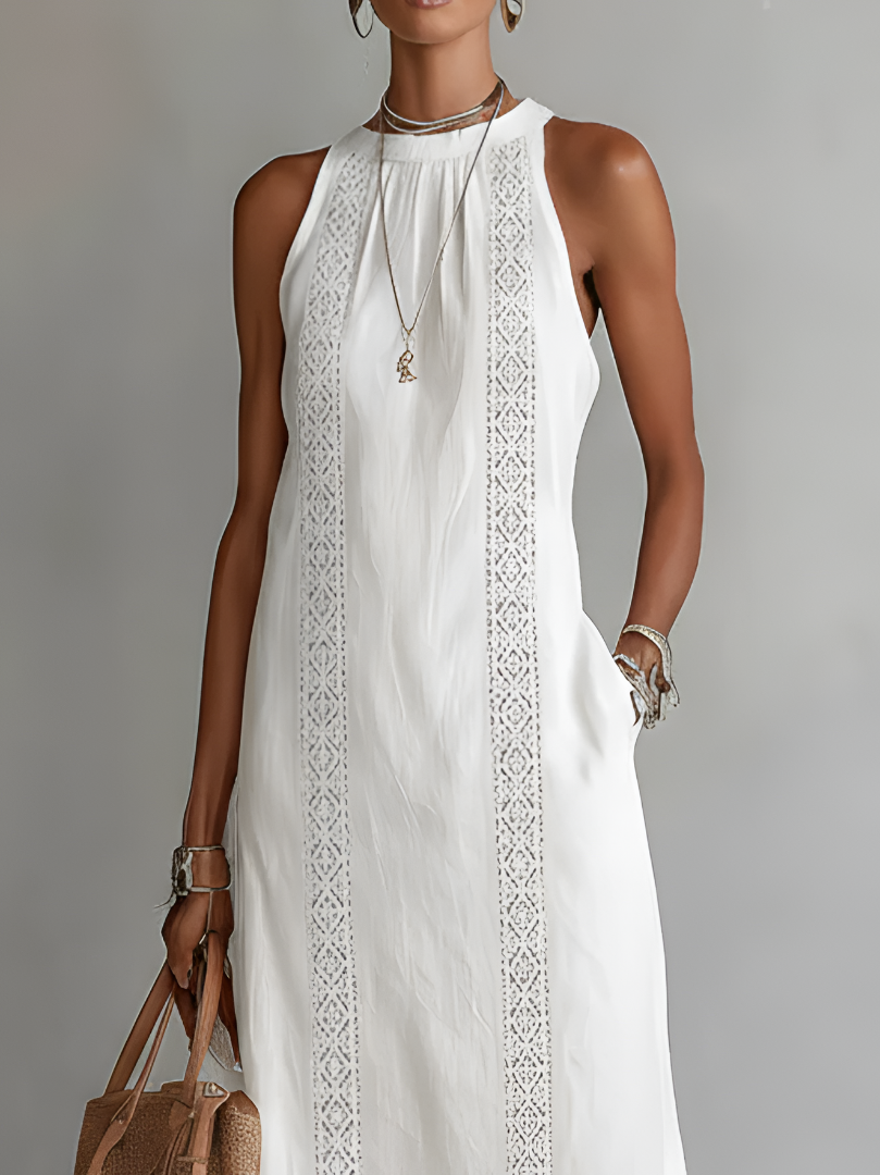 Women's elegant midi dress with intricate lace detailing. Ideal summer fashion, relaxed fit for ultimate comfort.