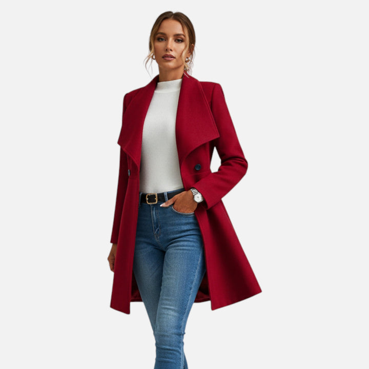 Chic women's winter coat with a classic lapel, providing elegant outerwear for fashion-forward women.