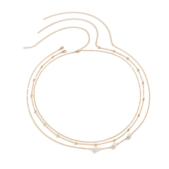 Exquisite layered pearl beaded necklace, white pearls and gold elements create an elegant look. Ideal gift for her.