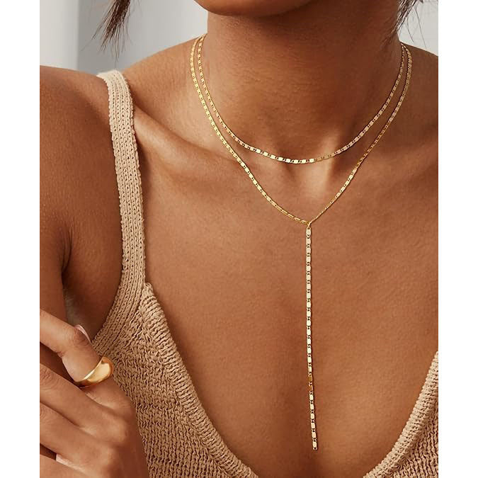 Elegant women's layered rhinestone drop necklace, perfect for fashion-forward looks and a sparkly statement.