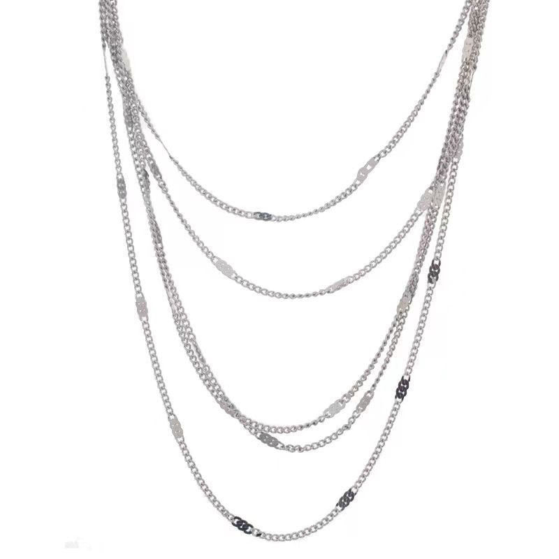 Beautiful layered silver chain necklace, an elegant and delicate gift for her, perfect for any special occasion.