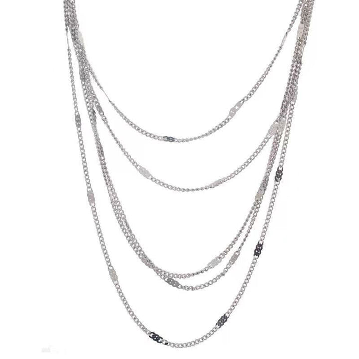 Beautiful layered silver chain necklace, an elegant and delicate gift for her, perfect for any special occasion.
