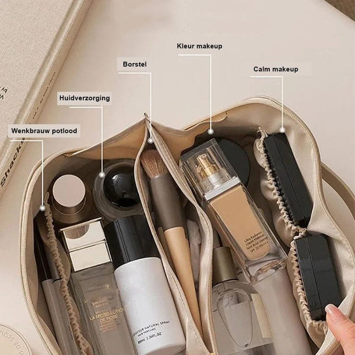 Premium leather beauty storage bag, a stylish cosmetic organizer for women's daily essentials.