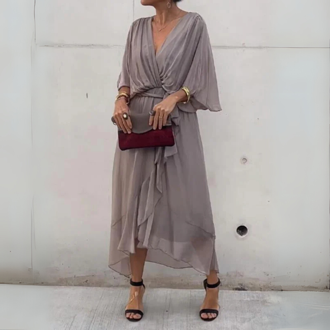 Comfortable & flattering women's wrap dress, a versatile elegant lightweight option for parties or casual spring days.