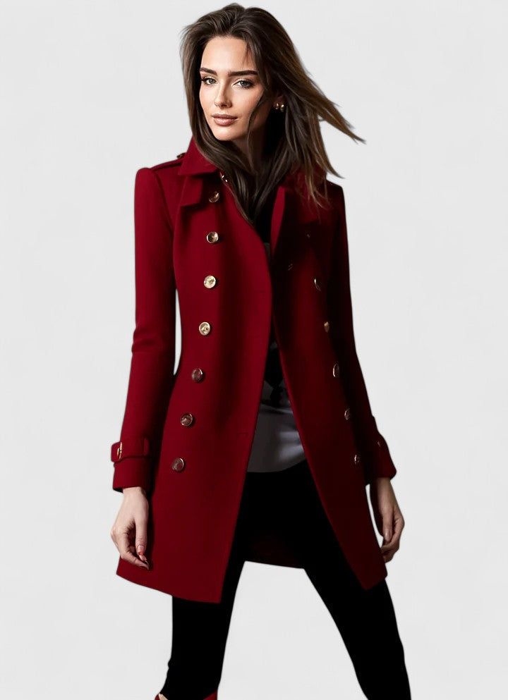 Elegant women's long coat in a timeless style, perfect for chic fashion outerwear. Tailored look for versatile attire.