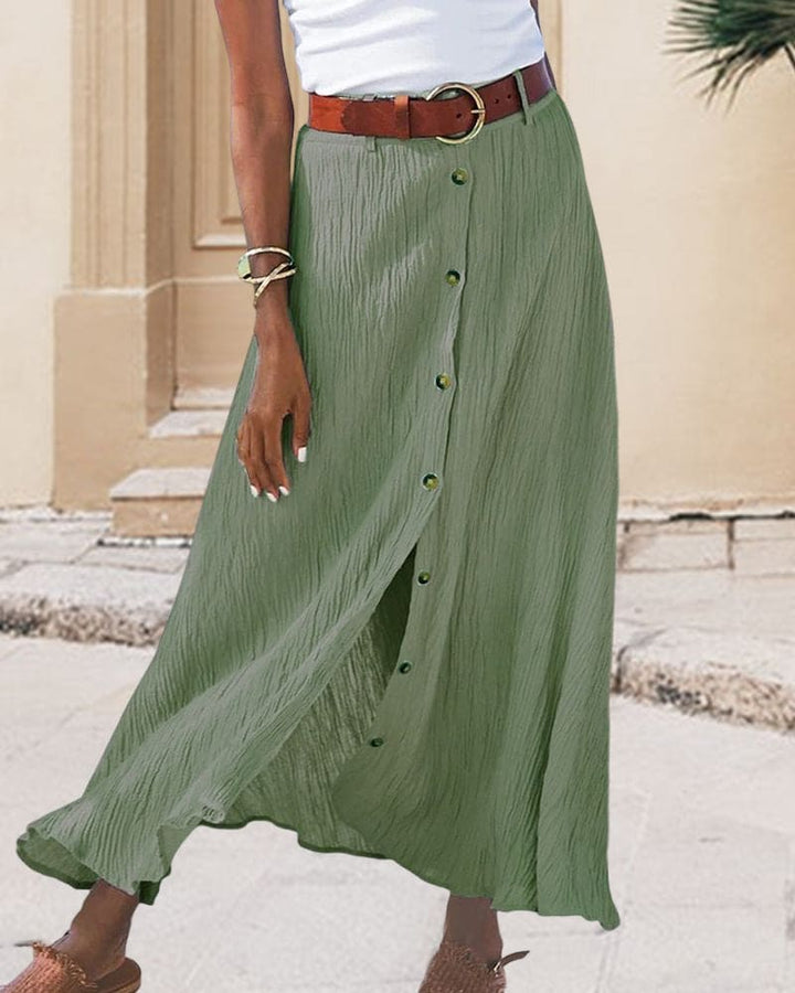 Versatile women's long monochrome maxi skirt, elegant and comfortable with a stretch elastic waist.