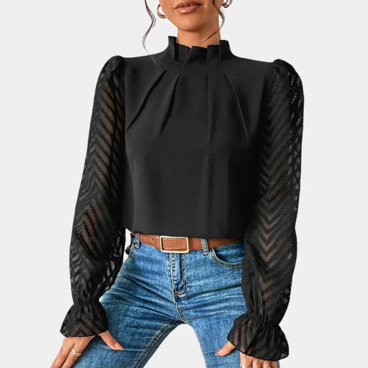 Elegant women's long sleeve blouse, perfect for versatile spring/summer fashion. Loose fit, office & casual wear.