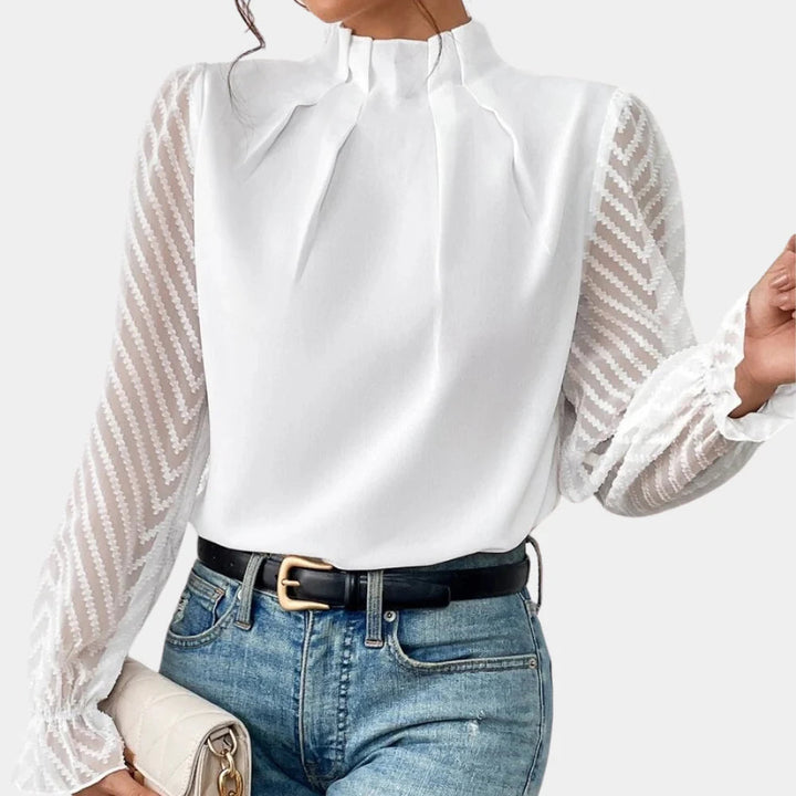 New women's elegant long sleeve blouse, loose fit for spring/summer comfort. Versatile fashion for office or daily wear.