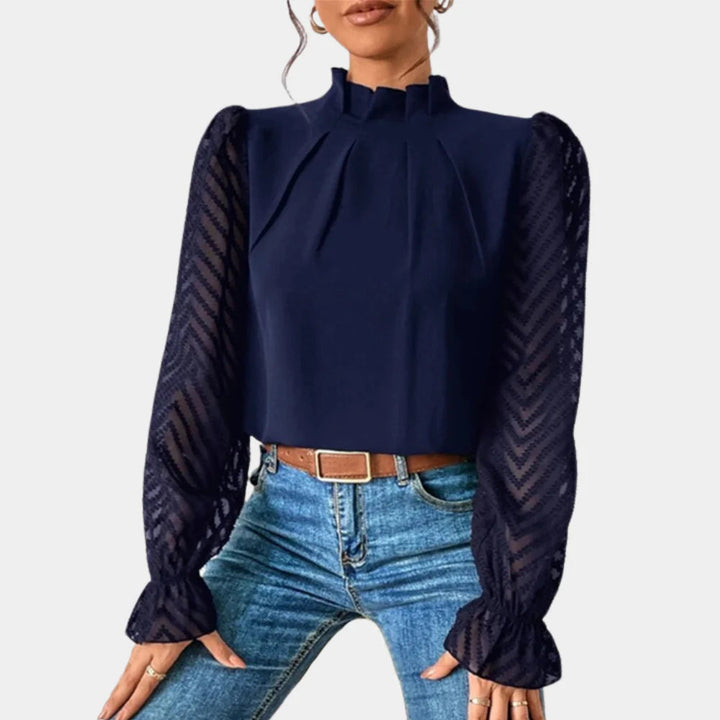 Women's versatile elegant long sleeve blouse. Loose fit for office, casual, spring, and summer fashion with a chic design.