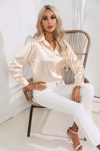 Women's fashionable long sleeve blouse, an elegant top ideal for both office and chic evening attire.