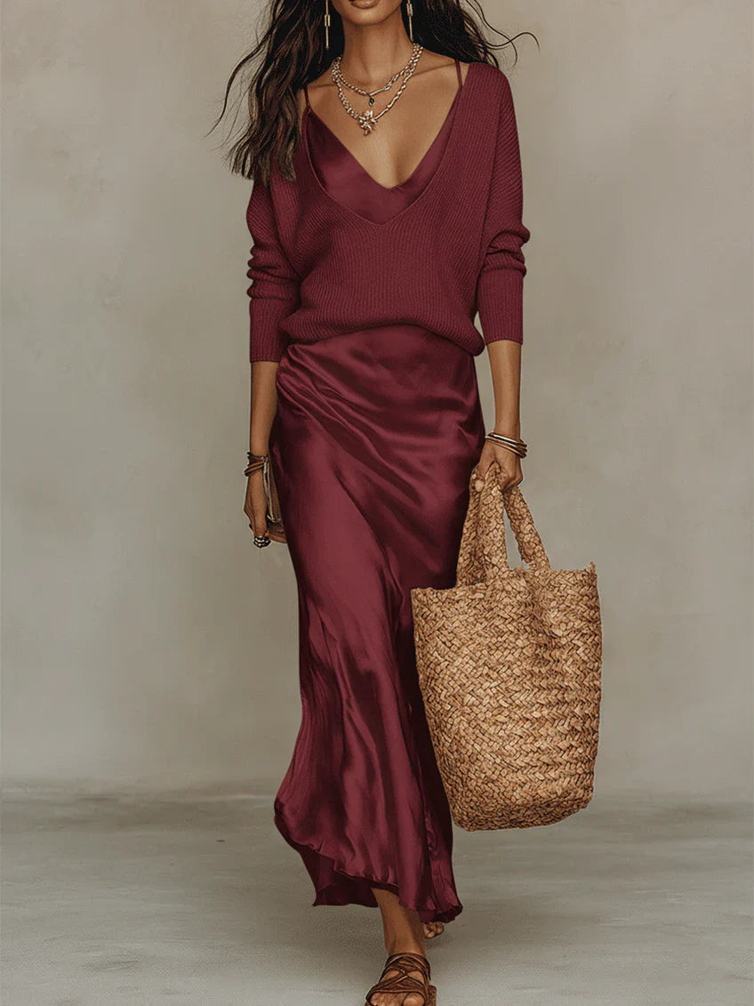 Stylish women's long sleeve midi dress, designed for elegance and versatile wear on all special occasions.