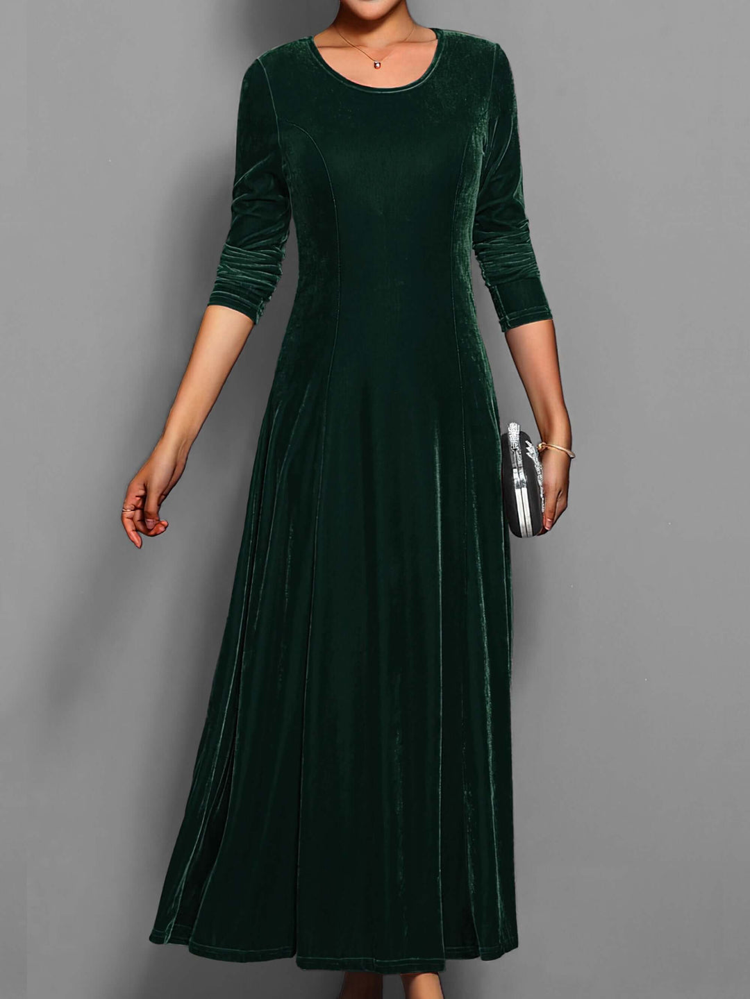 Chic women's long sleeve midi dress, elegant and versatile for autumn formal and party occasions.