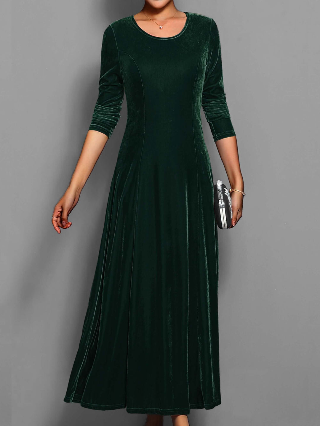 Autumn long sleeve midi dress, elegant women's wear, perfect for formal events and evening parties.
