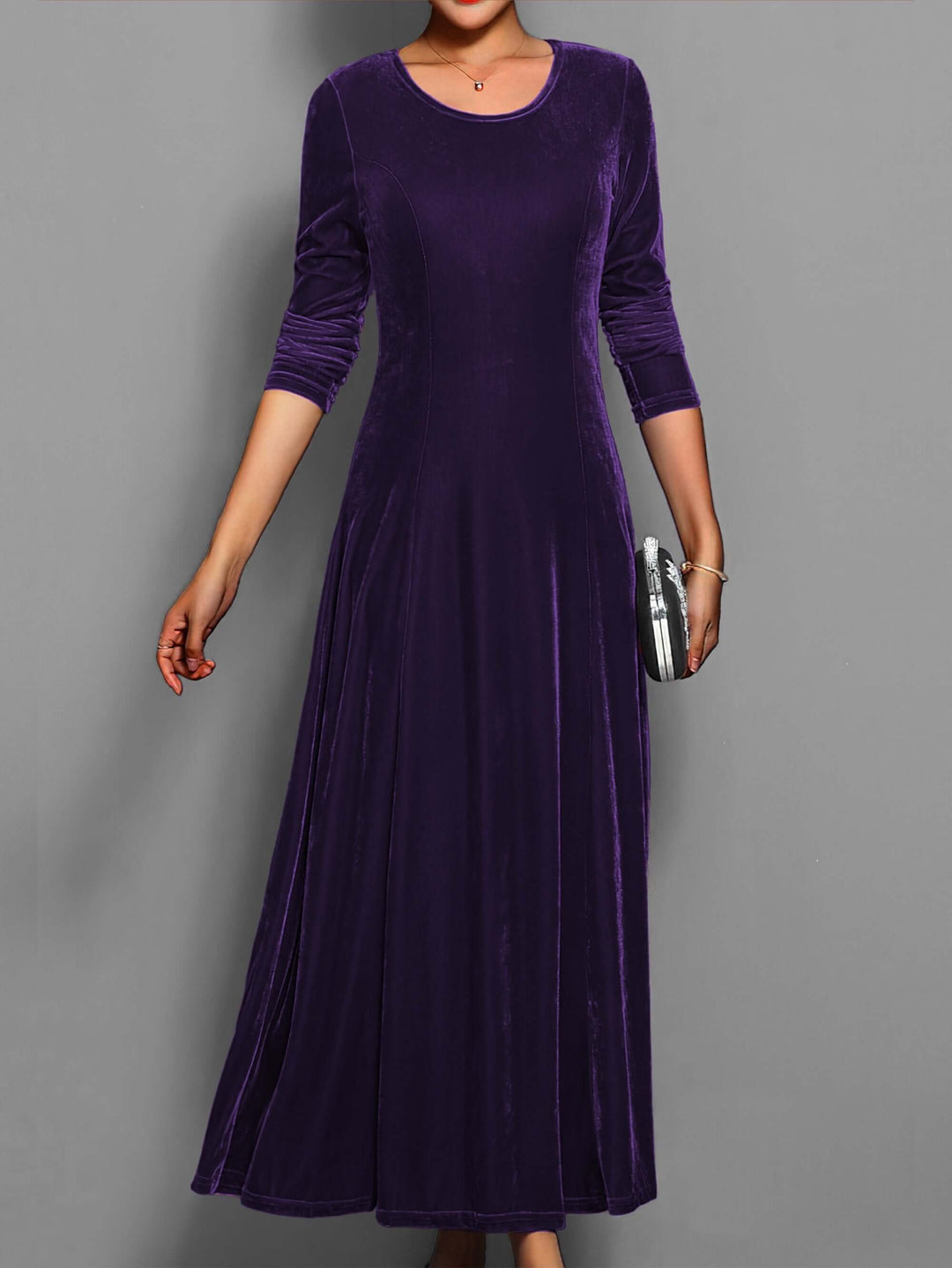 Sophisticated women's long sleeve midi dress, ideal for elegant formal or party wear in autumn.