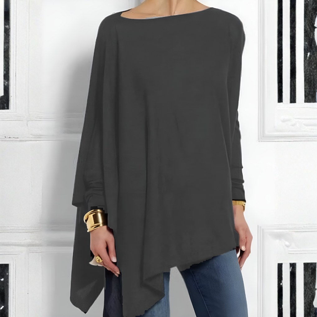 Versatile women's long sleeve top, ideal for office and professional wear. Elegant chic apparel everyday blouse.