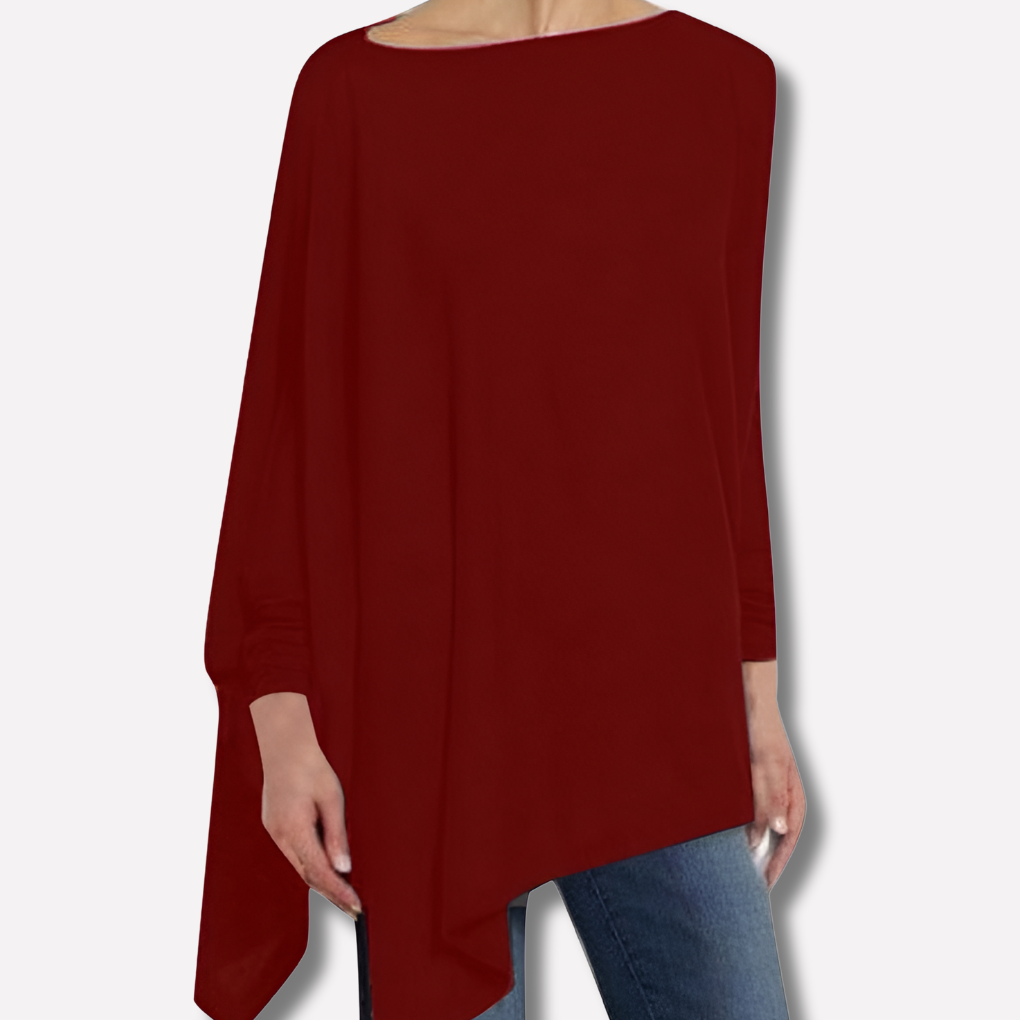 Stylish women's long sleeve top, available in plus size fashion. Elegant & versatile chic apparel blouse.