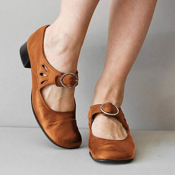 Comfortable slip-on women's low heel pumps. Versatile elegant design ideal for spring, fall, office, or casual outfits.