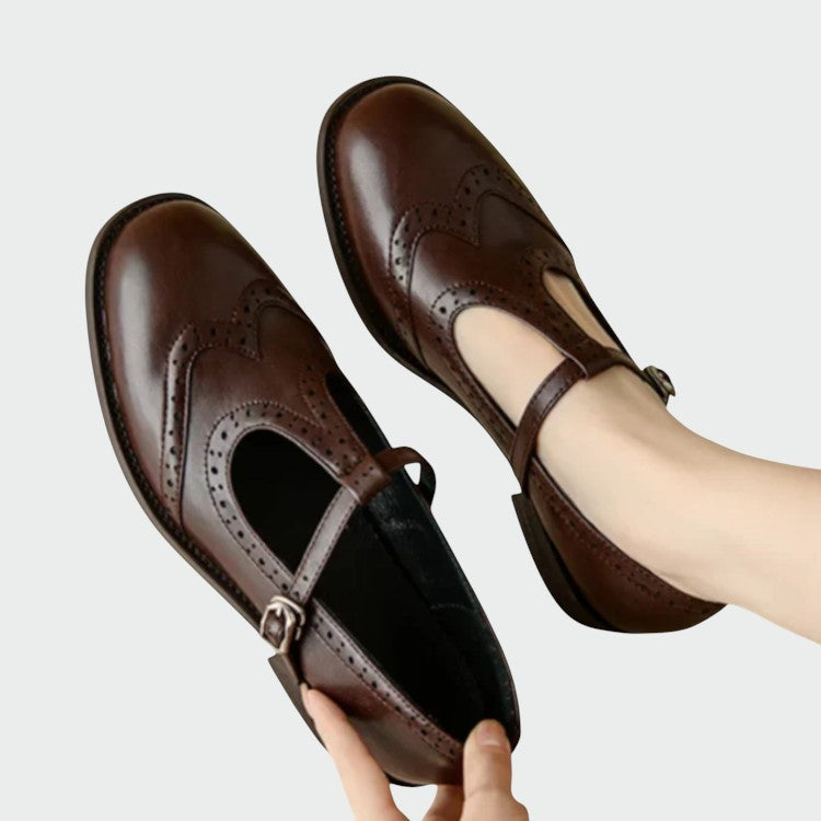 Elegant women's Mary Jane T-Bar shoes, designed for comfort with a low heel and vintage appeal.