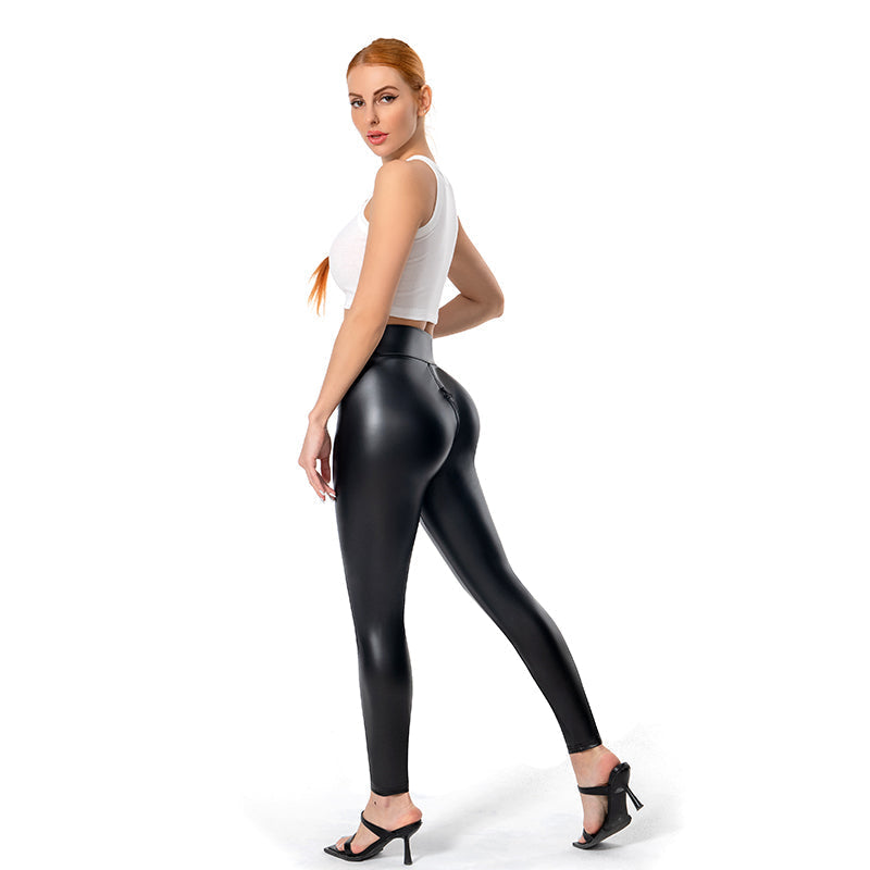 Premium women's matte high-waisted black pants, combining sleek design with comfortable, modern elegance.