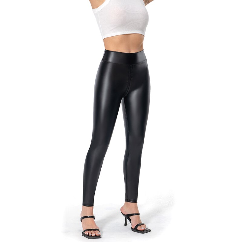 Women's elegant matte high-waisted black pants, showcasing a sleek fit and modern sophisticated style.
