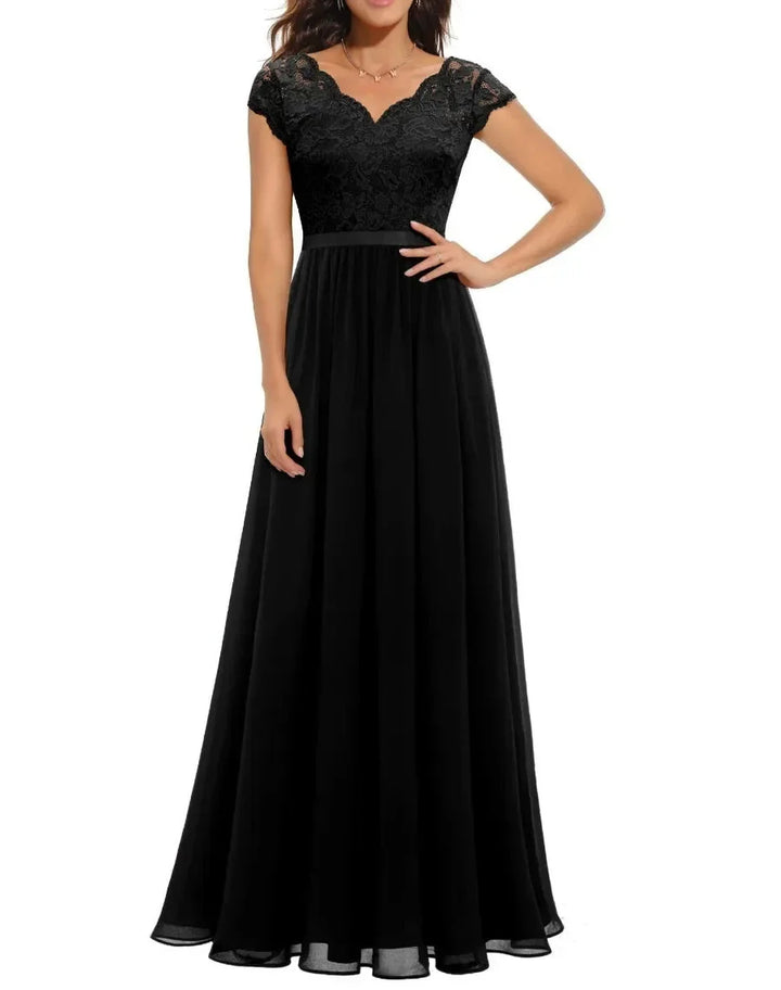 Long elegant dress for women, a flowing maxi gown with a feminine silhouette for evening wear.