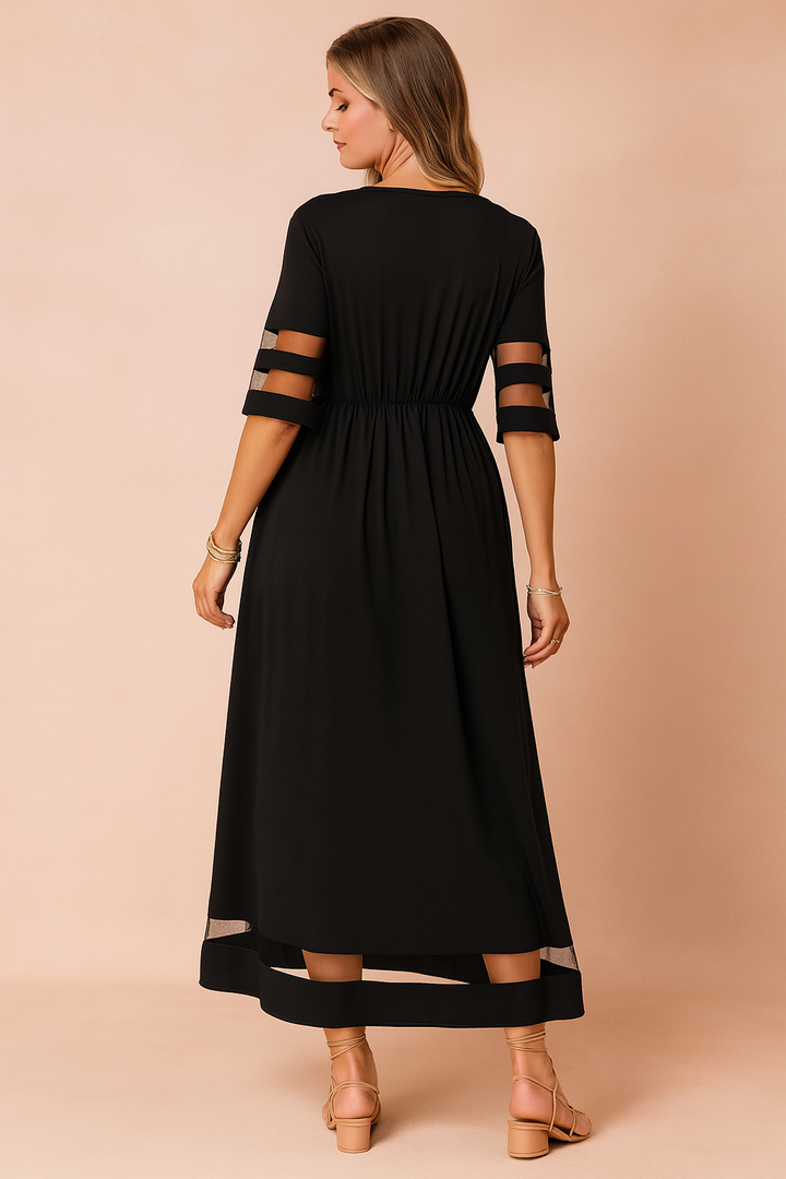Sophisticated burgundy women's maxi dress with pockets. Timeless design, perfect for elegant fashion & comfortable wear.