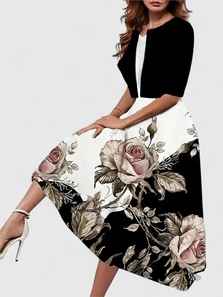 Classic elegant midi dress for women, a flattering versatile piece for formal, party, or everyday wear.