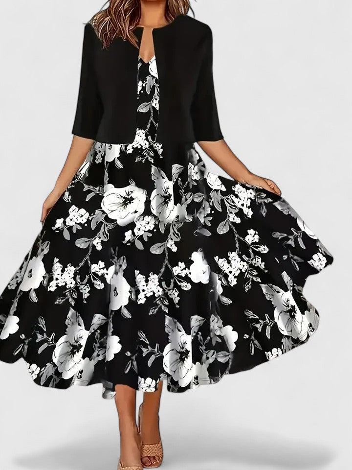 Flattering women's midi dress, elegant silhouette ideal for parties, formal events & chic everyday style.
