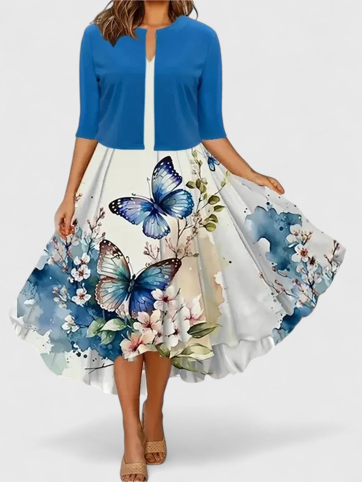 Sophisticated women's midi dress, an elegant & flattering option for cocktail parties and formal events.