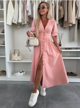 Comfortable & chic women's elegant midi dress, versatile for various occasions. Stylish everyday fashion.
