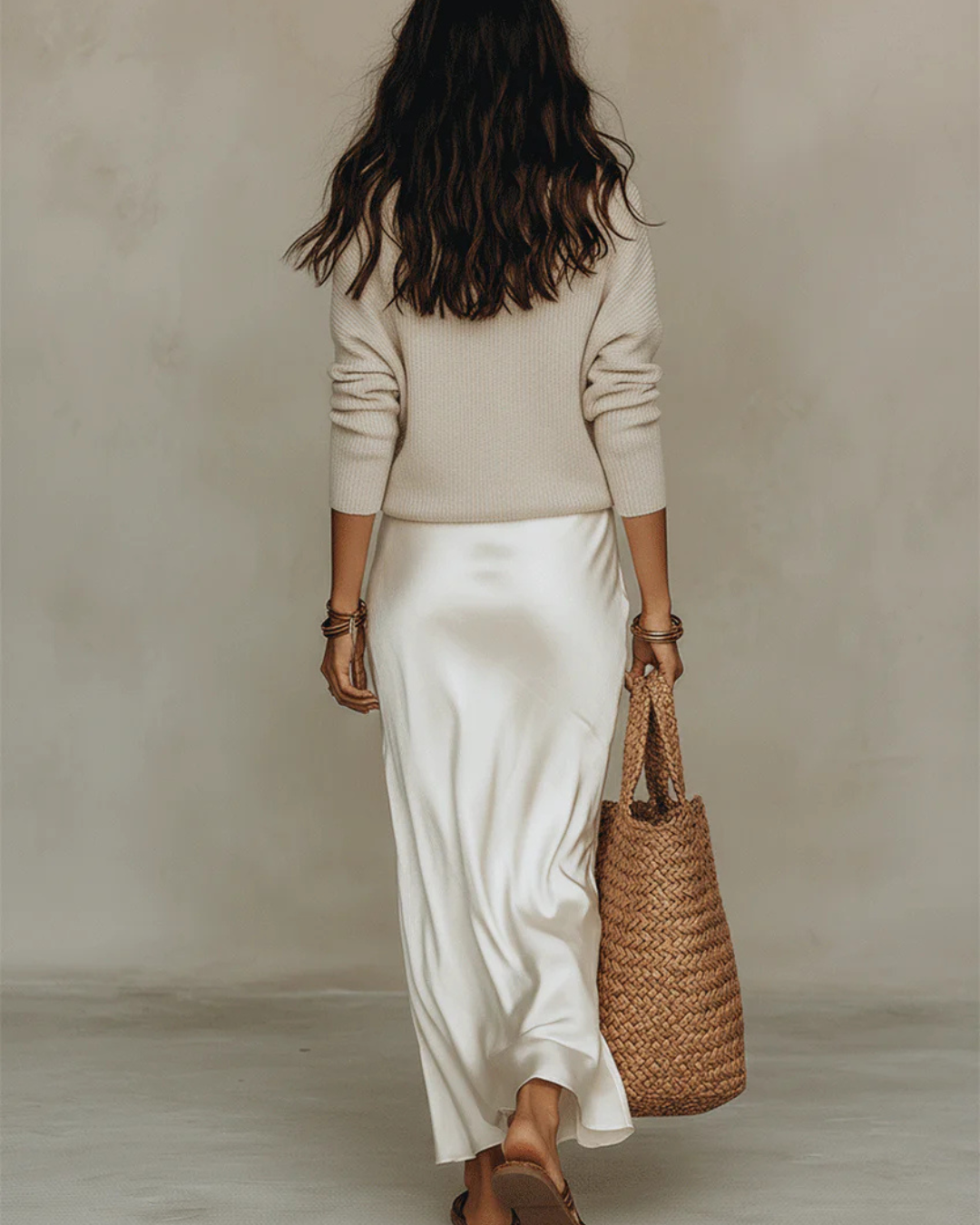 Year-round women's midi dress & sweater set, delivering comfortable elegance and versatile layered fashion.