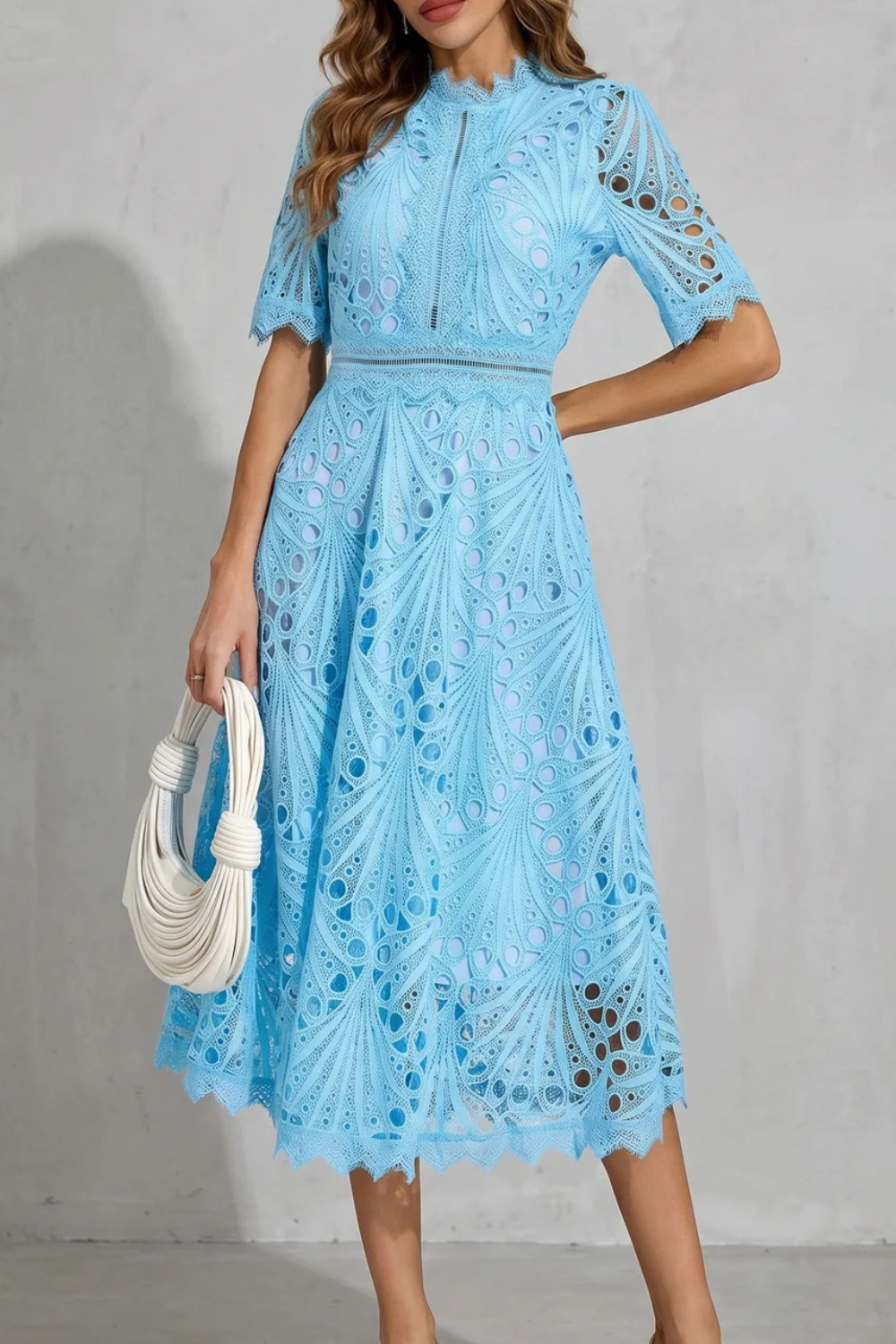 Stylish women's party dress, an elegant midi for evening events, cocktail parties & special occasions.