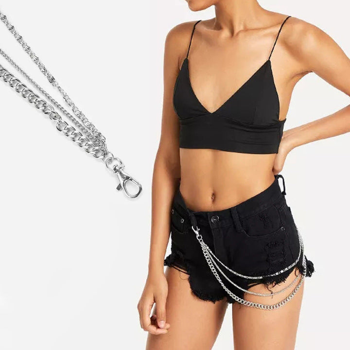 Chic layered chain necklace for women, featuring multiple delicate strands for a fashionable, modern look.