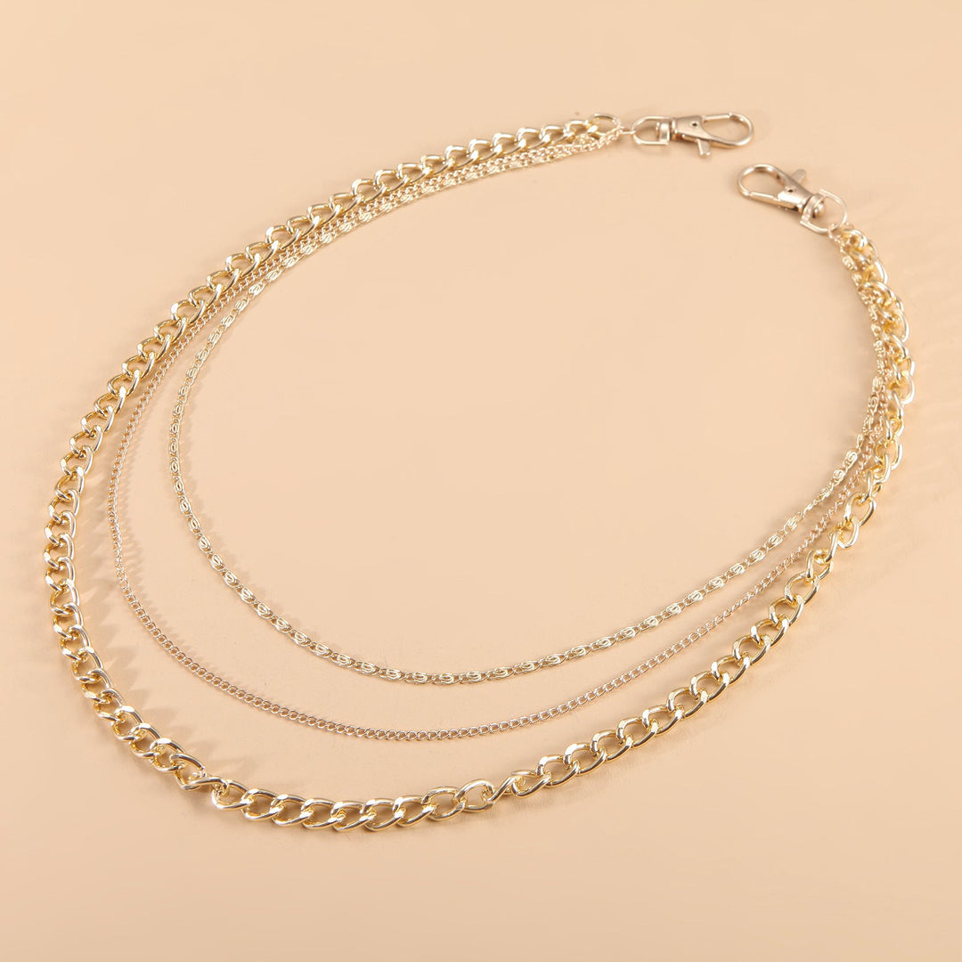 Gold-tone multi-strand layered chain necklace for women, offering a trendy and elegant everyday style.