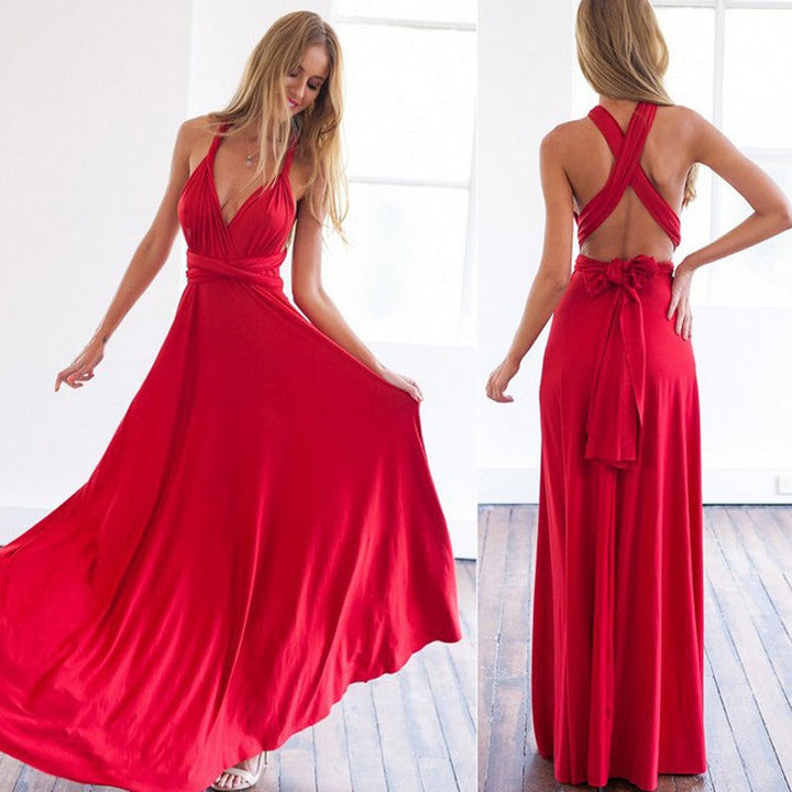 Flowy sage green convertible maxi dress, a chic and adaptable formal gown for women's special events.