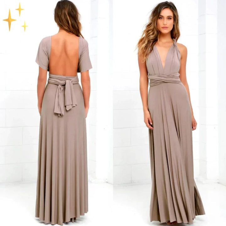 Versatile women's multiway maxi dress, perfect as a bridesmaid, prom, or formal party dress.
