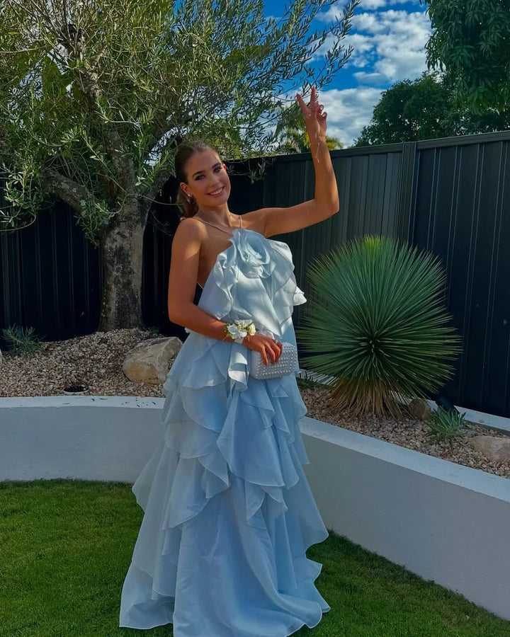 Versatile women's off-shoulder ruffled maxi dress, ideal for weddings, evening parties, and special occasions.