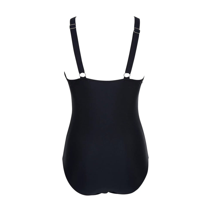 Modern women's one-piece swimsuit, highlighting a flattering cut ideal for stylish summer resort wear.