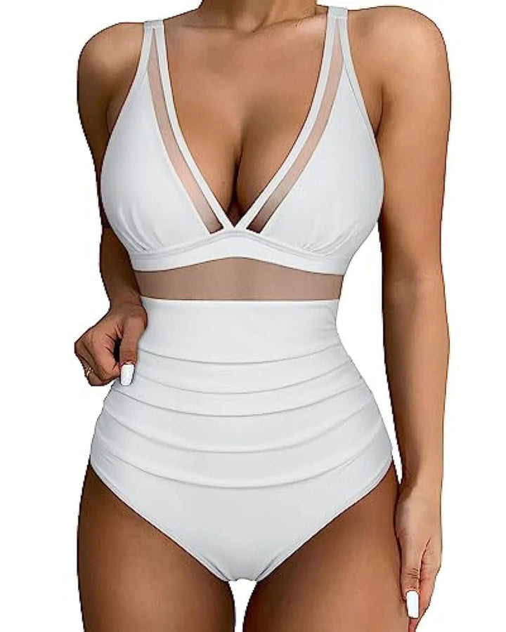 Chic women's one-piece swimsuit, designed for elegance and comfort at the pool or resort.