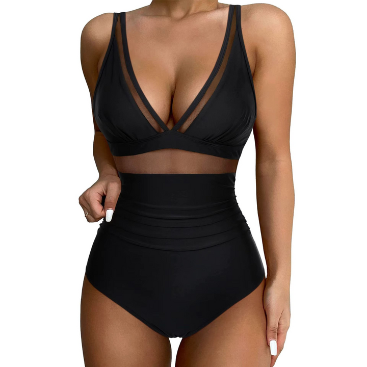 Flattering women's one-piece swimsuit, perfect for summer beach days and resort vacations.