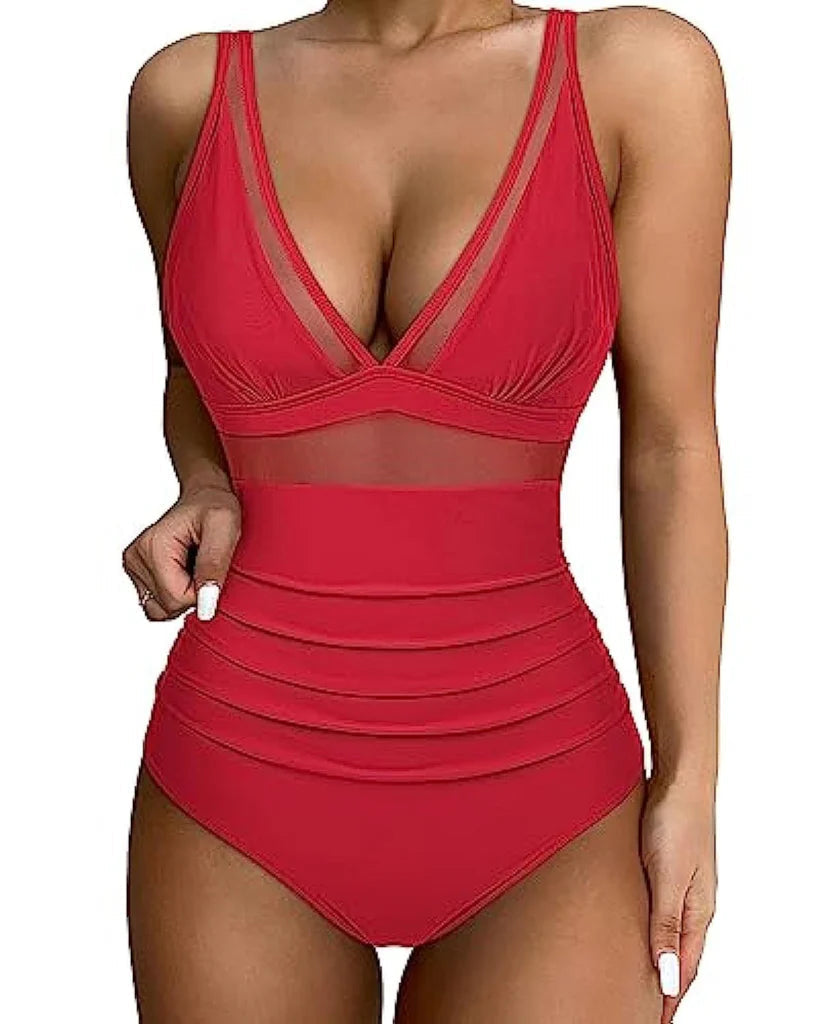 Modest yet elegant women's one-piece swimsuit, offering a comfortable and supportive fit for all body types.
