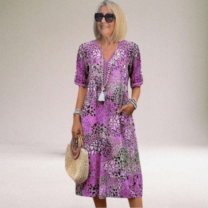 Versatile women's one-shoulder floral midi dress, an elegant choice for both daytime & evening events.