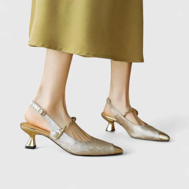 Women's elegant orthopaedic heels offering all-day comfort. Stylish kitten heel footwear perfect for dress & party.