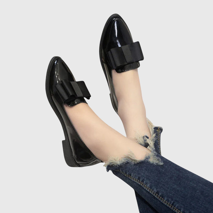 Comfortable women's orthopaedic loafers. Slip-on elegant shoes featuring supportive flat design for all-day wear.